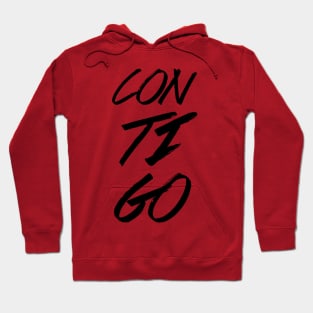 Contigo, minimalist, text based-typografy, spanish design. Hoodie